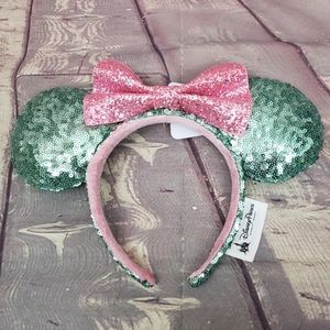 Minnie Ears Mint Green with Pink Bow Vanellope